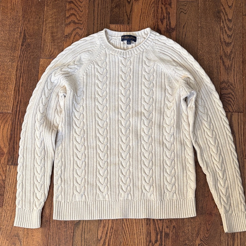 Brooks Brothers Supima Cotton Cable Knit Crewneck Sweater
